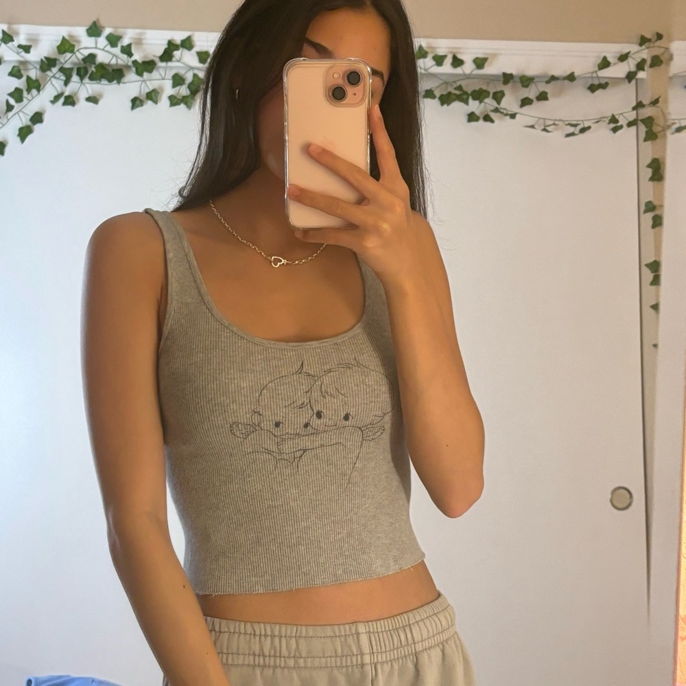 Brandy Melville grey baby angel tank top